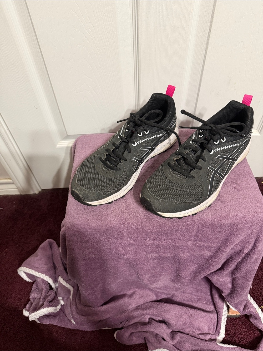ASICS Women's Black Running Shoes with Pink Heel Tabs